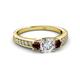 2 - Valene Lab Grown Diamond and Red Garnet Three Stone Engagement Ring 