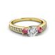 2 - Valene Lab Grown Diamond and Rhodolite Garnet Three Stone Engagement Ring 