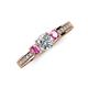 3 - Valene Lab Grown Diamond and Pink Sapphire Three Stone Engagement Ring 