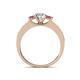 4 - Valene Lab Grown Diamond and Rhodolite Garnet Three Stone Engagement Ring 