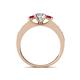 4 - Valene Lab Grown Diamond and Ruby Three Stone Engagement Ring 