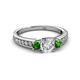 2 - Valene Diamond and Green Garnet Three Stone Engagement Ring 