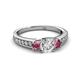 2 - Valene Diamond and Pink Tourmaline Three Stone Engagement Ring 