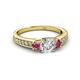 Valene Diamond and Pink Tourmaline Three Stone Engagement Ring 