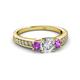 2 - Valene Diamond and Amethyst Three Stone Engagement Ring 