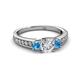 2 - Valene Diamond and Blue Topaz Three Stone Engagement Ring 
