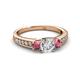 2 - Valene Diamond and Rhodolite Garnet Three Stone Engagement Ring 