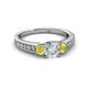 2 - Valene Diamond and Yellow Sapphire Three Stone Engagement Ring 
