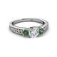 2 - Valene Diamond and Lab Created Alexandrite Three Stone Engagement Ring 
