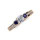 3 - Valene Diamond and Blue Sapphire Three Stone Engagement Ring 