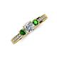 Valene Diamond and Green Garnet Three Stone Engagement Ring 
