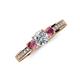 3 - Valene Diamond and Pink Tourmaline Three Stone Engagement Ring 