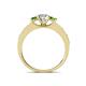 Valene Diamond and Green Garnet Three Stone Engagement Ring 