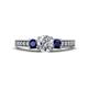 1 - Valene Diamond and Blue Sapphire Three Stone Engagement Ring 