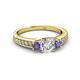 2 - Valene Diamond and Iolite Three Stone Engagement Ring 