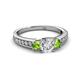 2 - Valene Diamond and Peridot Three Stone Engagement Ring 