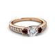 2 - Valene Diamond and Red Garnet Three Stone Engagement Ring 