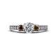 1 - Valene Diamond and Smoky Quartz Three Stone Engagement Ring 