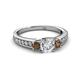 2 - Valene Diamond and Smoky Quartz Three Stone Engagement Ring 