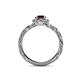 5 - Allene Signature Round Red Garnet and Diamond Halo Engagement Ring 
