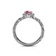 5 - Allene Signature Rhodolite Garnet and Diamond Halo Engagement Ring 