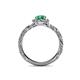 5 - Allene Signature Round Diamond and Emerald Halo Engagement Ring 