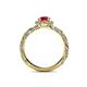5 - Allene Signature Ruby and Diamond Halo Engagement Ring 