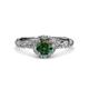 3 - Allene Signature Diamond and Lab Created Alexandrite Halo Engagement Ring 