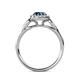 5 - Kallista Signature Blue and White Diamond Halo Engagement Ring 