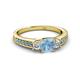 2 - Valene Aquamarine and Diamond Three Stone with Side Aquamarine Ring 