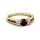 2 - Valene Red Garnet and Diamond Three Stone with Side Red Garnet Ring 