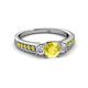 2 - Valene Yellow Sapphire and Diamond Three Stone with Side Yellow Sapphire Ring 