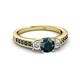 2 - Valene London Blue Topaz and Diamond Three Stone with Side London Blue Topaz Ring 