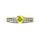 1 - Valene Yellow and White Diamond Three Stone with Side Yellow Diamond Ring 