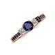 3 - Valene Blue Sapphire and Diamond Three Stone with Side Blue Sapphire Ring 