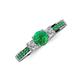 3 - Valene Emerald and Diamond Three Stone with Side Emerald Ring 