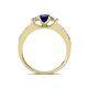 4 - Valene Blue Sapphire and Diamond Three Stone with Side Blue Sapphire Ring 