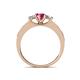 4 - Valene Pink Tourmaline and Diamond Three Stone with Side Pink Tourmaline Ring 