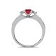 4 - Valene Ruby and Diamond Three Stone with Side Ruby Ring 