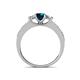 4 - Valene Blue and White Diamond Three Stone with Side Blue Diamond Ring 