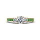 1 - Valene Diamond Three Stone with Side Emerald Ring 
