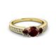 2 - Valene Red Garnet Three Stone with Side Diamond Ring 