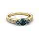 2 - Valene London Blue Topaz Three Stone with Side Diamond Ring 