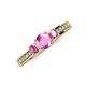 3 - Valene Pink Sapphire Three Stone with Side Diamond Ring 