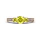 1 - Valene Yellow Diamond Three Stone with Side White Diamond Ring 