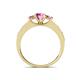 4 - Valene Pink Sapphire Three Stone with Side Diamond Ring 