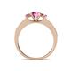 4 - Valene Pink Sapphire Three Stone with Side Diamond Ring 