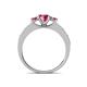 4 - Valene Pink Tourmaline Three Stone with Side Diamond Ring 