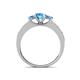 4 - Valene Blue Topaz Three Stone with Side Diamond Ring 