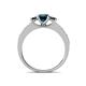4 - Valene London Blue Topaz Three Stone with Side Diamond Ring 